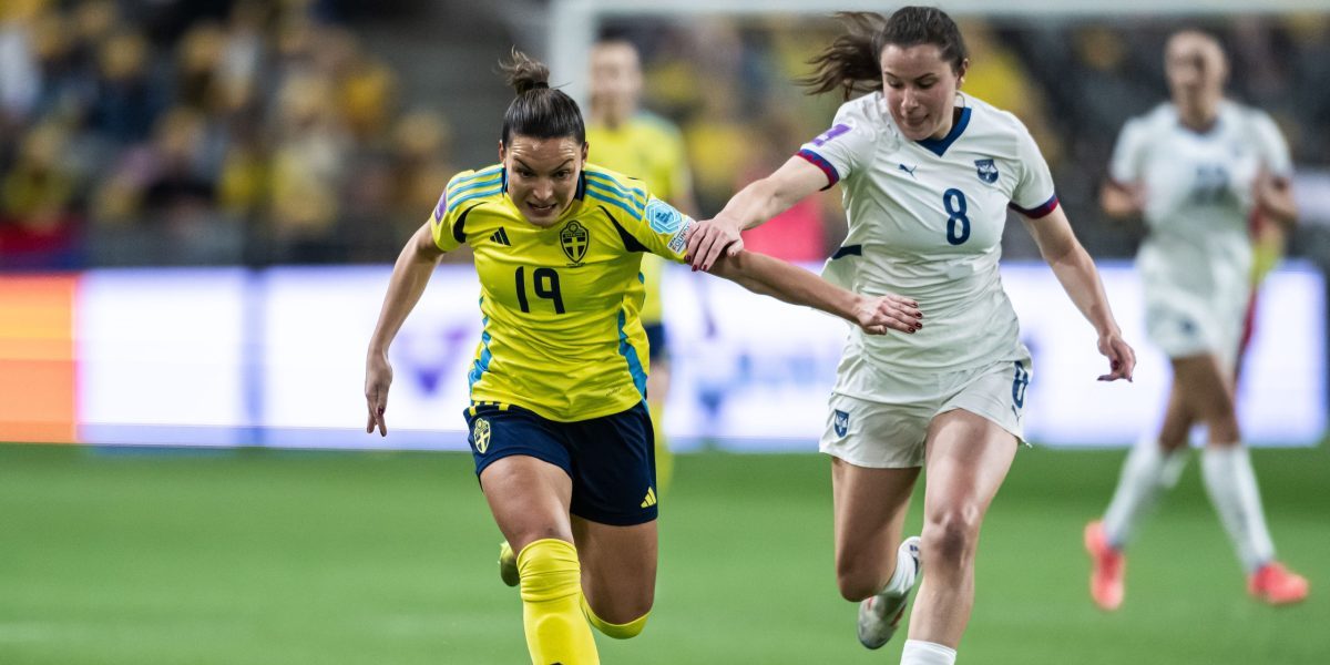 Johanna Rytting Kaneryd mot Serbien i EM-kvalet. Foto: Bildbyrån