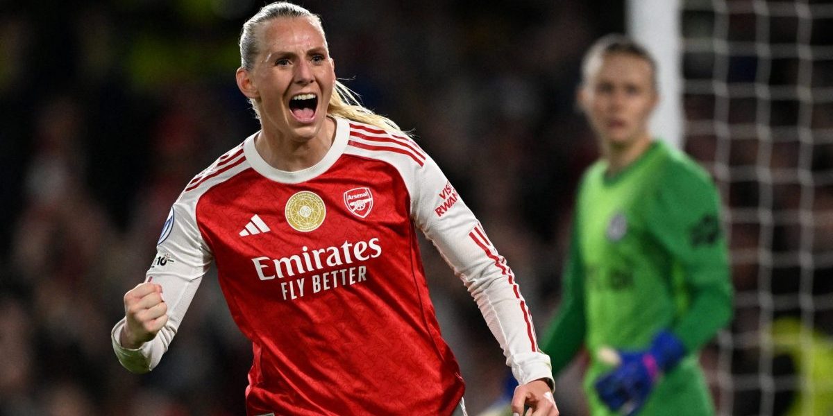 Stina Blackstenius för Arsenal. Foto: Bildbyrån